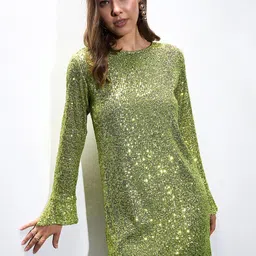 SASSAFRAS Women Sequin Back Cut-Out Short Bodycon Dress-picture-37