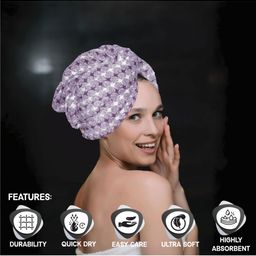 HOUSSE Purple & White Striped Microfiber 300 GSM Towel Set-image-85