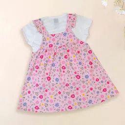 MeeMee Girls Shoulder Straps Flutter Sleeve Floral Print Fit & Flare Dress-picture-14
