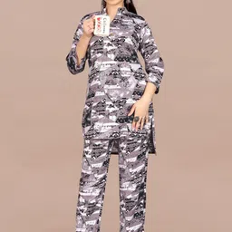RUNAYA NX Printed Mandarin Collar Tunic With Trousers Co-Ords-image-29