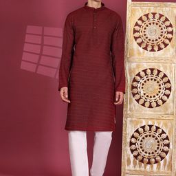 Pro-Ethic STYLE DEVELOPER Men Embroidered Regular Sequinned Pure Cotton Kurta with Pyjamas-picture-8