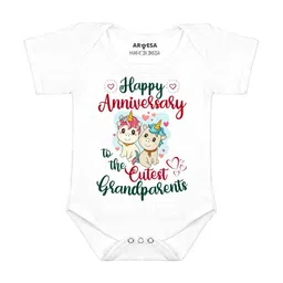 Arvesa Happy Anniversay GrandParents Printed Bodusuit-image-97