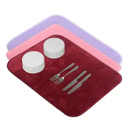 Kuber Industries 3-Pcs Maroon & Purple Non Slip Dish Drying Mats-28