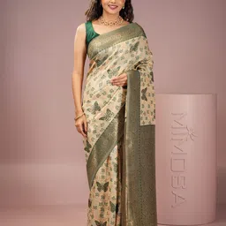 MIMOSA Floral Woven Design Zari Banarasi Saree-picture-18