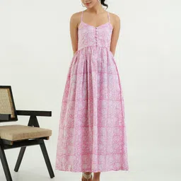 GOODHAND Floral Printed Fit & Flare Maxi Dress-image-14