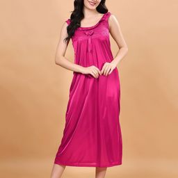 CHUI MUI Women Pack of 4 Satin Maxi Sweat Nightdress With Robe-image-59