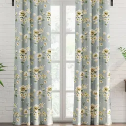 Home Centre Blue & White Set of 2 Floral Door Curtain-52