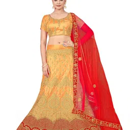 Maroosh Embellished Thread Work Unstitched Lehenga & Blouse With Dupatta-image-16