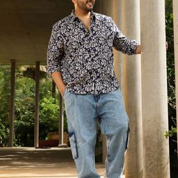 Instafab Plus Men Plus Size Comfort Fit Floral Printed Spread Collar Cotton Casual Shirt-picture-9
