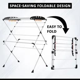 Kuber Industries White & Black 2 Layer Cloth Drying Stand image 3