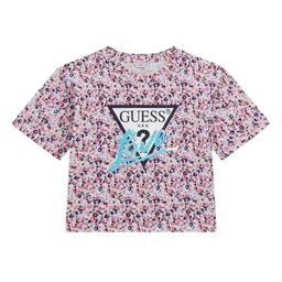 GUESS kids Girls Floral Printed Round Neck Cotton T-shirt-image-39