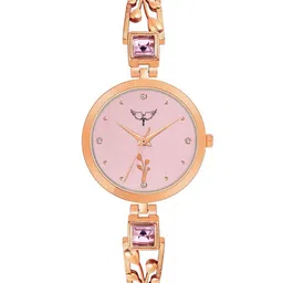 WHITE BIRD Women Brass Embellished Dial & Bracelet Style Straps Analogue Watch JK-115 Rose D Pink-picture-0