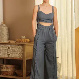 Aura By Sanskrutihomes V-Neck Pure Cotton Top & Trousers Co-Ord Set-picture-28