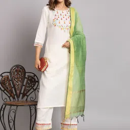 VredeVogel Women Floral Embroidered Kurta with Trousers & Dupatta-picture-47