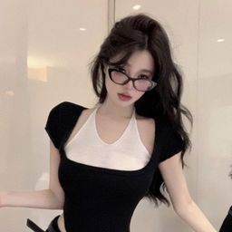 KPOP Women Round Neck Short Sleeves Woollen Top-image-94