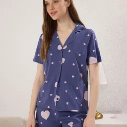 Trendyol Printed Pure Cotton Night suit-image-72