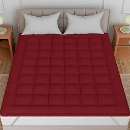 RF RELAXFEEL Maroon Cotton Water Resistant Mattress Protector-image-24