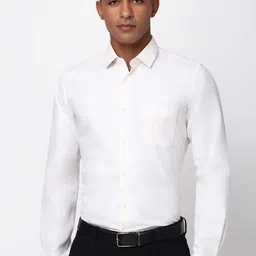 Peter England Men Spread Collar Solid Cotton Slim Fit Formal Shirt-picture-22