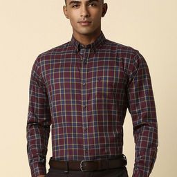 Allen Solly Men Regular Fit Checked Button-Down Collar Pure Cotton Formal Shirt-picture-33