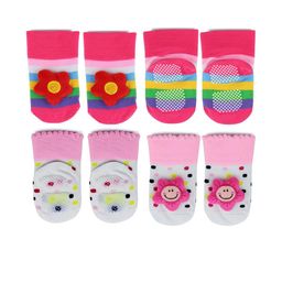 NESKA MODA 6 To 12 Months Baby Set Of 2 Pair Cotton Anti Slip Face Ankle Socks/ Booties-image-29