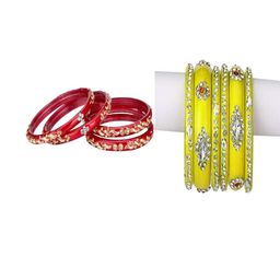SOMIL Set Of 10 Artificial Stones and Beads Studded Glass Bangles-image-92