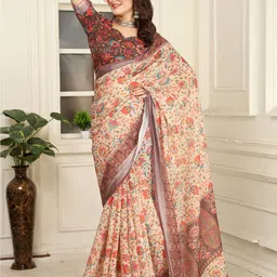 Mitera Floral Zari Pure Cotton Saree-29