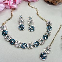VATSALYA creation Women Turquoise Blue Jewellery Set-image-34