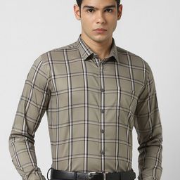 Van Heusen Slim Fit Checked Spread Collar Formal Shirt-picture-32