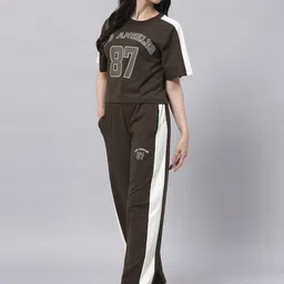 AECK Printed Round Neck Pure Cotton T-Shirt With Trousers Co-Ords-picture-26