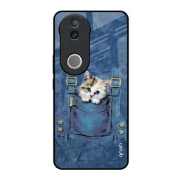 QRIOH Kitty In Pocket Printed Vivo V50e 5G Impact Resistant Back Case-image-72