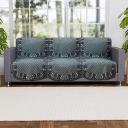 Kuber Industries Grey & White6 Pieces 3 Seater Printed Sofa Cover-image-94