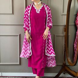Fashion Care Women Ethnic Motifs Embroidered Regular Kurti with Trousers & With Dupatta-image-66