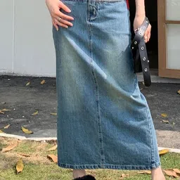 StyleCast A-Line Denim Maxi Skirt-image-21