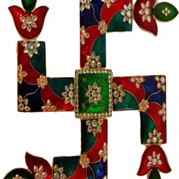 Kala Samarpan Green & Red Meenakari Foldable Rangoli With Centerpiece-7