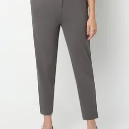 Ethnicity Women Textured Smart Straight Fit Trousers-image-52