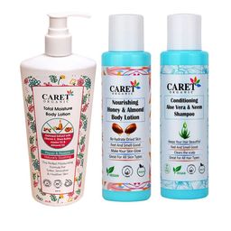 CARET ORGANIC Set Of 3 Body Lotion- 250 ml- Body Lotion- 100 ml & Neem Shampoo- 100 ml-7