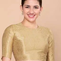 Studio Shringaar Round Neck Woven Design Saree Blouse-image-55