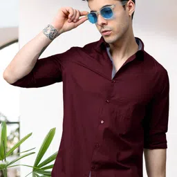 Moda Rapido Men Standard Fit Spread Collar Solid Cotton Casual Shirt-picture-38