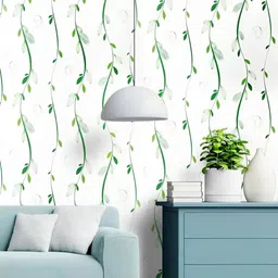 HOMEMATES White & Green Printed Waterproof Wall Sticker-21