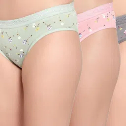 FiveFlag Women Pack Of 3 Mid-Rise Cotton Blend Briefs-picture-36