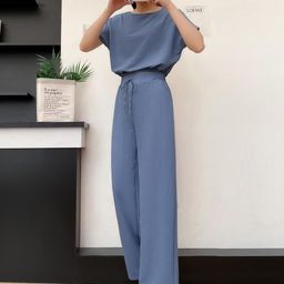 Stem Rope Women Blue Cotton Blend Co-Ords-image-69