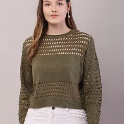 NoBarr Women Open Knit Pullover Sweater-image-89