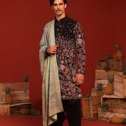KALPRAAG Bhaumya Ethinc Motifs Embroidered Sequinned Kurta with Patiala & Dupatta-image-69