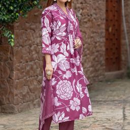 CaniBani Women Printed Viscose Rayon Kurta Sets With Dupatta-picture-23