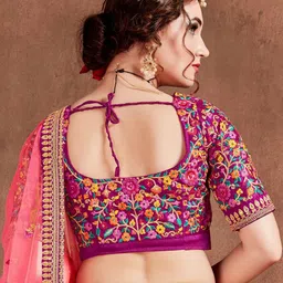 DIVASTRI Embroidered Sequinned Semi-Stitched Lehenga & Unstitched Blouse With Dupatta image 4
