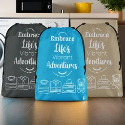 Aura Blue & Grey 3 Pieces Typography Printed Water Resistant Multi-Utility Organisers-7