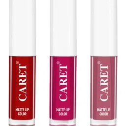 CARET ORGANIC Set Of 3 Highly-Pigmented Liquid Matte Lipsticks - 2ml Each - Shade-3-5-2-6
