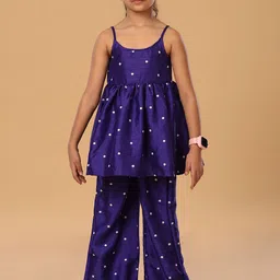 The Mini Trunk Girls Floral Embroidered Kurti with Trousers-image-14