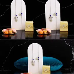ADIVA Silver-Plated Beaded Bhaiya Bhabhi Rakhi Rakhi With Roli Chawal & Card-image-21