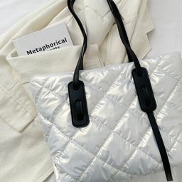 CORSICA Women Silver Tone PU Quilted Tote Bag-image-94